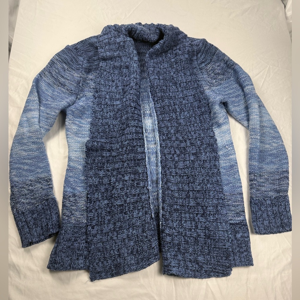 Indigo Great Northwest Cardigan 3X Plus Blue Chunky Knit Open Front Cozy Sweater - Picture 2 of 10